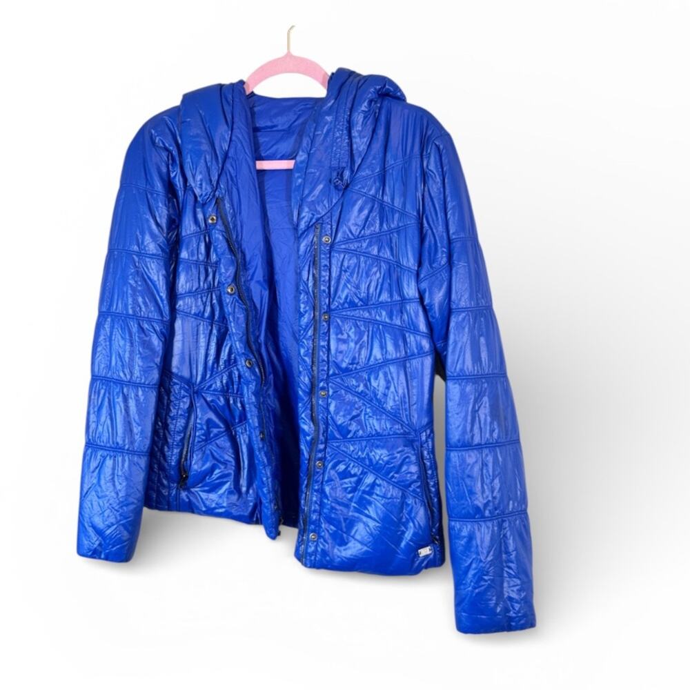 Lucy Royal Blue Quilted Puffer Jacket Womens S Cozy Winter Outdoorsy Coat Warm